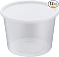 64oz [12 set] Heavy Duty Plastic Deli Container | BPA-Free Food Storage with Airtight Leak‑Proof Lids | Microwave, Freezer & Dishwasher Safe – Stackable, Bulk Reusable Soup & Meal Prep Tub