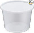 64oz [50 set] Heavy Duty Plastic Deli Container | BPA-Free Food Storage with Airtight Leak‑Proof Lids | Microwave, Freezer & Dishwasher Safe – Stackable, Bulk Reusable Soup & Meal Prep Tub