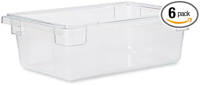Rubbermaid Commercial Products Polycarbonate Food Storage Box/Tote, 3.5 Gallon, Clear, for Restaurant/Kitchen/Cafeteria (Pack of 6)
