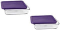 Pyrex 7210 Glass Dish & 7210-PC Plum Purple Food Storage Replacement Lid (2-Pack) - Made in the USA
