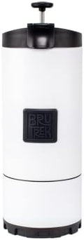 BruTrek® by Planetary Design OVRLNDR Travel Coffee French Press, 24 fl.oz, Double Wall Insulated, Easy To Clean Removable Bottom, No Spill Lid, On The Go Coffee Brewing (Snowflake White)
