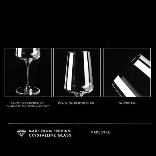 Krosno White and Sparkling Wine Glasses, 6 piece set, 13.52 oz, Infinity Collection, Elegant, Crystal Glass, Lead-free Glass, Dishwasher Safe, Made in Europe