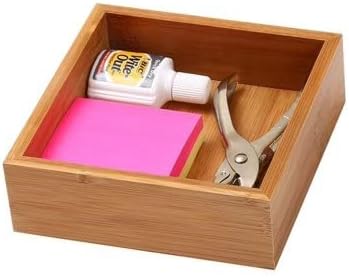 YBM Home Bamboo Drawer Organizer Storage Box for Kitchen Drawer, Junk Drawer, Office, Bedroom, Children Room, Craft, Sewing, and Bathroom, 6 Pack 6x6x2 inch