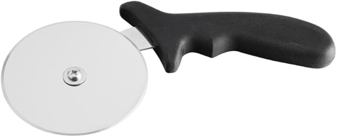 Soro Essentials- 4" Stainless Steel Pizza Cutter Wheel with Plastic Handle Black Color- Pizza Wheel Slicer Built in Finger Guard for Safety Pizza Wheel Sharp Blade for Cutting Through Crusts Pies
