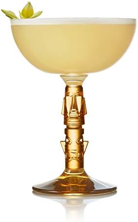 Libbey Tiki Coupe Cocktail Glasses, Vintage Style, Polynesian Inspired Coupe Martini Glasses Set of 4, Tropical Bar Glassware Set for Cocktail Party