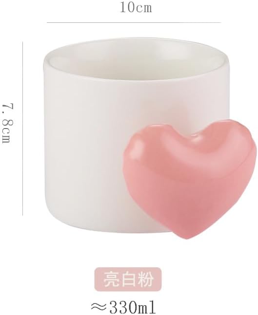 Pearl Ceramic Coffee Mug for Tea Latte Milk Cute Love Shape Cup for Home Office Women Gift 6.5 oz (love pink, 330 ml)