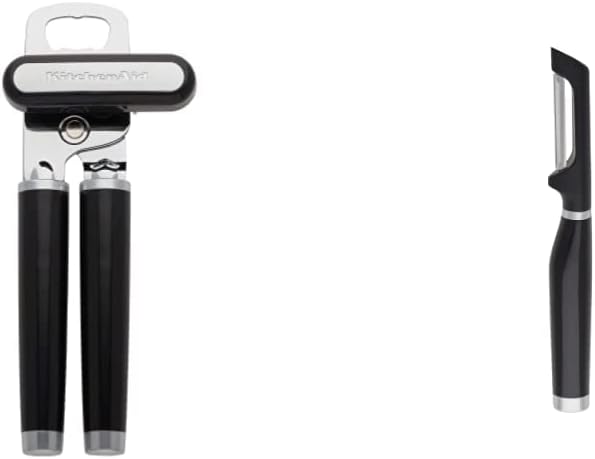 KitchenAid Classic Multifunction Can Opener/Bottle Opener, 8.34-Inch, Black & KE112OHOBA Classic Euro Peeler, One Size Black 2