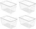 Fridge Organizer Bins, 4 Pcs Clear Plastic Storage Containers Stackable Kitchen Storage Bins for Refrigerator, Pantry, Food, Freezer, Cabinet, Bathroom, Snacks, GY204801