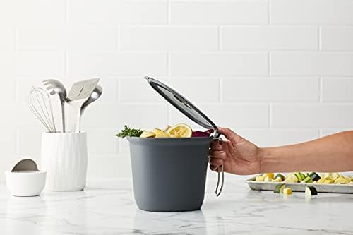 Chef'n Compost Bin - Charcoal Filter, Removable Lid (Gray) | Dual-Bin Compost Bin, Activated Charcoal Filter, One-Handed Operation, Removable Lid, Countertop & Under-Sink Use