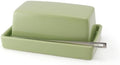 ZERO JAPAN Compact Butter Dish for Countertop, Fits West Coast Butter Sticks (Stubby Size), Ceramic Butter Keeper with Lid, Space-Saving Design, Made in Japan, Artichoke