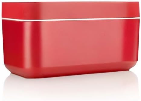 Lékué Ice Box | Red | Ice Cube Tray For Freezer With Lid & Bin | Made With 100 Percent Platinum Silicone | Elegant And Retro Style Ice Cubes | For Cocktails, Ice Tea & Coffee And More |