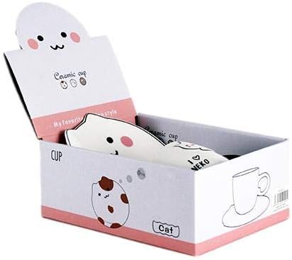 Ebros Pack Of 2 Crazy For Cats Maneki Neko Porcelain Coffee Tea Mug Cup 8oz With Saucer Tray And Notched Spoon Animal Pets Kittens Mugs Cups Kids And Adults Drinkware (Calico And White)