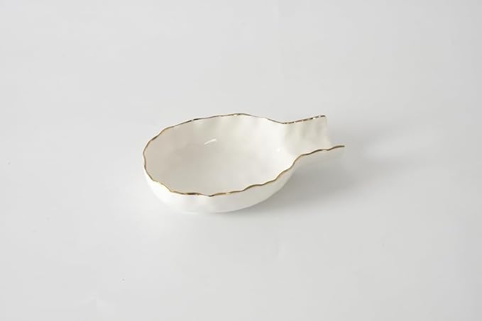 Pampa Bay Golden Salerno Titanium-Plated Porcelain Spoon Rest (White and Gold)