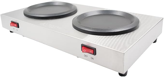 Commercial Coffee Decanter Warm Plate (Dual Plate), Stainless Steel Structure with Non-Stick Aluminum Plate Shaped for Standard Decanter, Ideal for Cafe, Break Room, Buffet, Event and Commercial Use