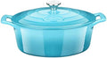 La Cuisine Enameled Cast Iron Oval Dutch Oven Casserole Pot with Lid, 6.75 QT Internal Matte Black Enamel for bread baking, 2-ton Teal Enamel Coating Finish Exterior, Oven Safe up to 480° F