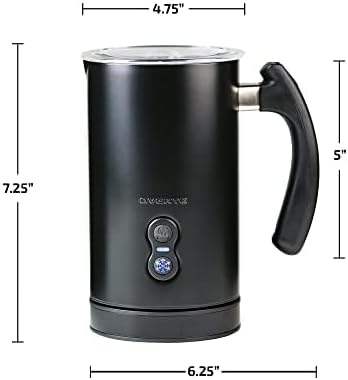 OVENTE Electric Milk Frother and Steamer, Automatic Hot and Cold Foam Maker for Coffee, Latte, Cappuccino or Macchiato, 500W Double-Wall Stainless Steel Milk Warmer with Auto Shutoff, Black FR3608B