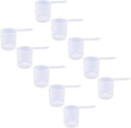 Plastic Measuring Scoop, (148 cc | .625 Cup | 5 oz. | 148 mL) Long Handle Spoons for Powders, Granules, Coffee, Pet Food, Baking Supplies, Protein and Other Dry Goods, BPA Free (Set of 10)