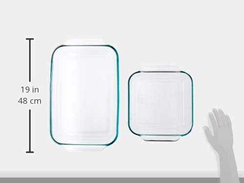 Pyrex Clear Glass Baking Dishes Set – Models 233 (3-Qt) Rectangular and 222 (2-Qt) Square – Glass Oven Bakeware – Perfect for Brownies, Caseroles, and so much More - Made in USA