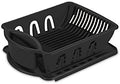 Sterilite 2 Piece Sink Set, With Drainboard for Drying, Holds Clean Dishes in the Kitchen such as Plates, Cups, Bowls, and Silverware, Black, 6-Pack