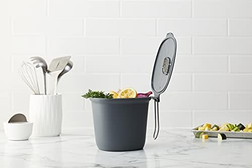 Chef'n Compost Bin - Charcoal Filter, Removable Lid (Gray) | Dual-Bin Compost Bin, Activated Charcoal Filter, One-Handed Operation, Removable Lid, Countertop & Under-Sink Use
