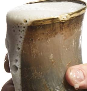 AleHorn Large Viking Drinking Horn Tankard – Handcrafted Ox Horn Beer Mug with Sturdy Handle – Medieval Style Tankard for Ale, Mead & Beer – Unique Holiday Gift for Men – 20oz