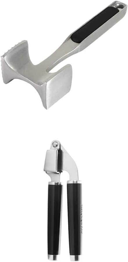 KitchenAid Gourmet Meat Tenderizer, One Size, Black and KitchenAid Classic Garlic Press, One Size, Black
