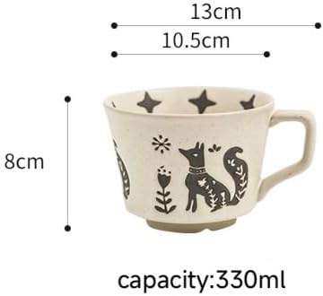 12OZ Stackable Coffee Mugs,Vintage Ceramic Coffee Mugs With Animal patterns for Man,Woman,Dad,Mom, Modern Coffee Mugs Set of 4 for Latte,Cappuccino,Cocoa. Dishwasher&Microwave Safe(golden)