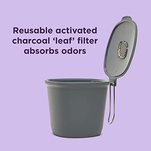 Chef'n Compost Bin - Charcoal Filter, Removable Lid (Gray) | Dual-Bin Compost Bin, Activated Charcoal Filter, One-Handed Operation, Removable Lid, Countertop & Under-Sink Use