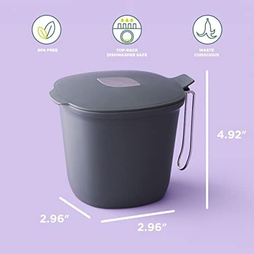 Chef'n Compost Bin - Charcoal Filter, Removable Lid (Gray) | Dual-Bin Compost Bin, Activated Charcoal Filter, One-Handed Operation, Removable Lid, Countertop & Under-Sink Use