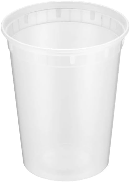 32oz [240 set] Heavy Duty Plastic Deli Container | BPA-Free Food Storage with Airtight Leak‑Proof Lids | Microwave, Freezer & Dishwasher Safe – Stackable, Bulk Reusable Soup & Meal Prep Tub