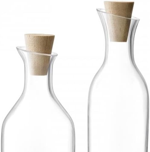 LSA International Serve Oil and Vinegar Set with Oak Base, Glass, Clear, 15 cm