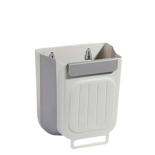 Collapsible Hanging Kitchen Trash Can Foldable Kitchen Trash Bin - Compact for Cabinets Drain, and Cupboards(Light Grey)