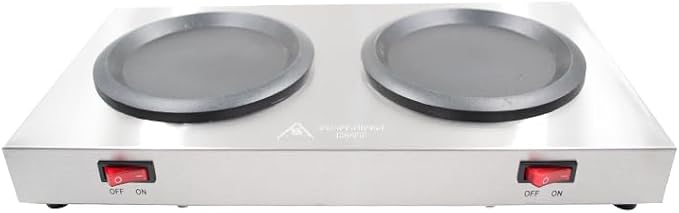Commercial Coffee Decanter Warm Plate (Dual Plate), Stainless Steel Structure with Non-Stick Aluminum Plate Shaped for Standard Decanter, Ideal for Cafe, Break Room, Buffet, Event and Commercial Use
