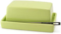 ZERO JAPAN Compact Butter Dish for Countertop, Fits West Coast Butter Sticks (Stubby Size), Ceramic Butter Keeper with Lid, Space-Saving Design, Made in Japan, Kiwi