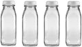The Dairy Shoppe Glass Milk Bottle, Heavy Glass with Extra Lid, Creamery Style (4, Pint)