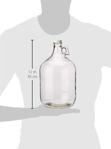 FastRack Glass Water Bottle Includes 38 mm Metal Screw Cap, 1 gallon Capacity, Clear (MN-TF9E-S1RA)