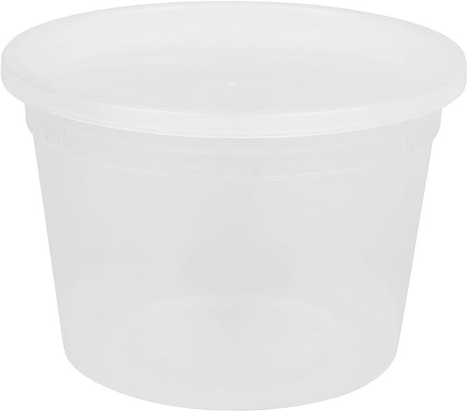 16oz [50 set] Heavy Duty Plastic Deli Container | BPA-Free Food Storage with Airtight Leak‑Proof Lids | Microwave, Freezer & Dishwasher Safe – Stackable, Bulk Reusable Soup & Meal Prep Tub
