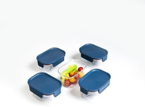 LocknLock Tritan Plastic Bisfree Modular Plus Food Storage Container Set, Lunch, Meal Prep, Stackable, BPA-Free, Leakproof, Freezer-Safe, 10 Pieces, 5 Boxes and 5 Lids, Navy, 450ml
