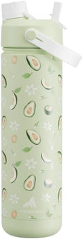 POWCAN 26 oz Insulated Water Bottle with 2-in-1 Straw and Spout Lid, Keep Cold 24H, Leak-Proof, Fits in Car Cup Holder, Stainless Steel Water Bottle for Sports, Travel, Gift, School (Avocado Grove)