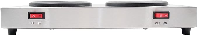 Commercial Coffee Decanter Warm Plate (Dual Plate), Stainless Steel Structure with Non-Stick Aluminum Plate Shaped for Standard Decanter, Ideal for Cafe, Break Room, Buffet, Event and Commercial Use