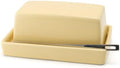 ZERO JAPAN Compact Butter Dish with Stainless Steel Knife, Trim-to-Fit Design for Countertop Use, Ceramic Butter Keeper Made in Japan, Fits Softened Butter Portions, Rich Glaze Finish, Banana
