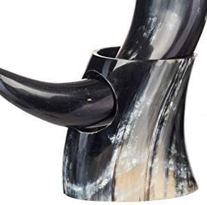 AleHorn Large Viking Drinking Horn Tankard – Handcrafted Ox Horn Beer Mug with Sturdy Handle – Medieval Style Tankard for Ale, Mead & Beer – Unique Holiday Gift for Men – 20oz