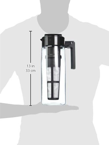 Takeya Deluxe Cold Brew Coffee Maker - BPA-Free Tritan Pitcher with Airtight Leakproof Lid, Silicone Grip Handle, Fine-Mesh Filter - Shatter-Proof, Dishwasher Safe, Made in USA - 2 Quart/Black