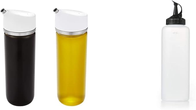 OXO Good Grips Precision Pour Glass Dispenser Set & Good Grips Chef’s Squeeze Bottle, 16.0z