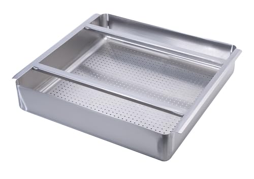 FSE 373-KR-30-150 Dish Table Sink Strainer, 20" x 20" Pre-Rinse Drain Basket, 4" Deep Commercial Drain Strainer, 18-Gauge Stainless Steel, Heavy-Duty Restaurant Sink Accessory for Foodservice Use