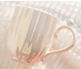Pearl Ceramic Coffee Mug for Tea Latte Milk Cute Love Shape Cup for Home Office Women Gift 6.5 oz (Shell Pearl White, 420 ml)