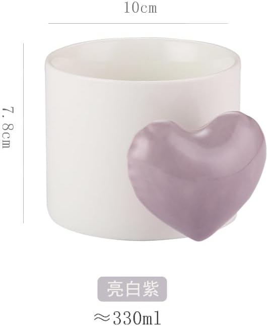 Pearl Ceramic Coffee Mug for Tea Latte Milk Cute Love Shape Cup for Home Office Women Gift 6.5 oz (love purple, 330 ml)