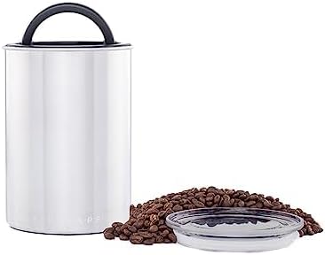 Planetary Design Airscape Stainless Steel Coffee Canister | Food Storage Container | US Patented Inner Plunger Lid REMOVES Excess Oxygen | Don't Buy airtight, Buy AIR-Less (Medium, Brushed Steel)