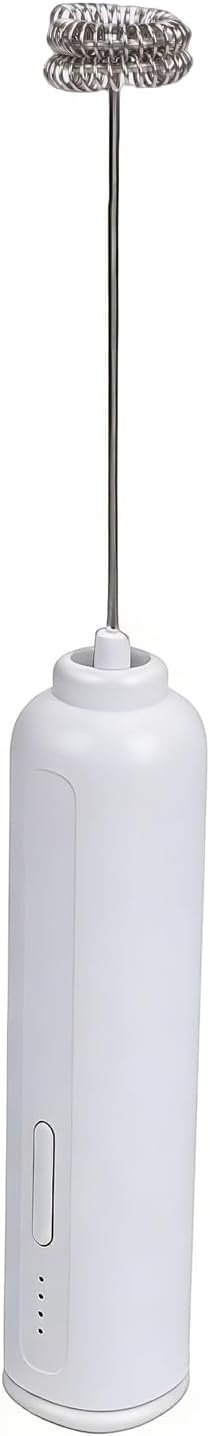 Zerone Milk Frother Handheld Rechargeable Electric Whisk, 10000 RPM, 3 Speeds for Lattes, Cappuccinos, and Hot Chocolate, Perfect for Home or Office Use (White)