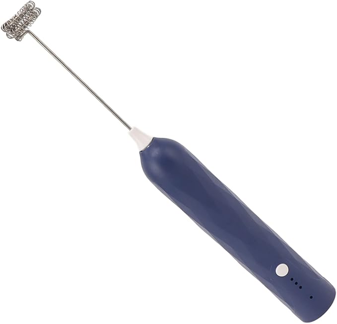 Rechargeable Milk Frother & Egg Beater 3Speed Handheld Electric Whisk with 2 Stainless Steel Heads USB Charging for Coffee Matcha Hot Chocolate (Blue)